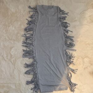 Gray Fringe Maxi Dress